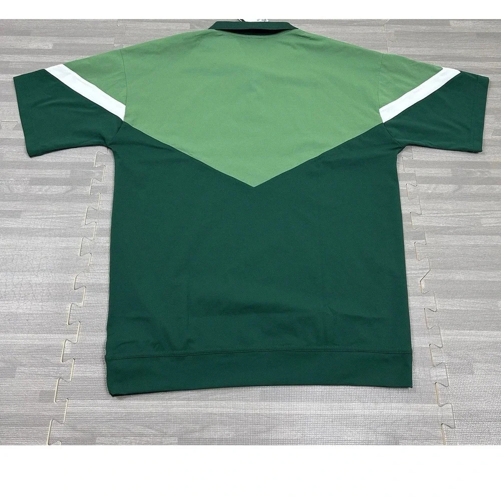 Adidas Mens Green Colorblock Chevron Golf Polo Shirt Short Sleeve M Short Sleeve - Picture 2 of 4